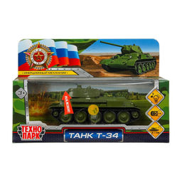 Модель металл. "Танк Т-34" 12см, зеленый (T34-12SL-GN, 392237) свет, звук, подвижная башня, в коробке