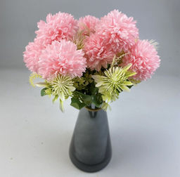 Хризантема розовая букет 4головы 35см с зеленью - Aopen фото 3