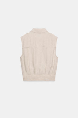 TOP PESPUNTES CON LINO / Beige claro