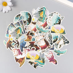 Наклейки для творчества Природа тиснение золото набор 48 шт 9х7х0,8 см - Арт узор фото 2