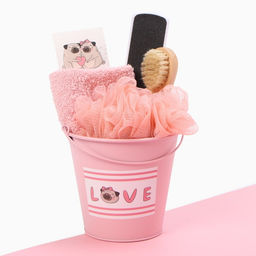 Набор подарочный «Этель» Love, полотенце, мочалка, щётка