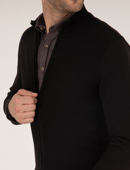 Siyah Slim Fit Fermuarl_ Triko H_rka