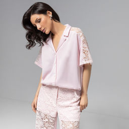 Рубашка комбинированная с кружевом, Стильное дежавю (розовый сон) - Charutti фото 2