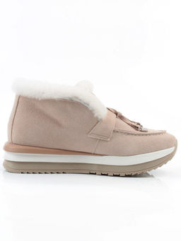 04-5520-7 LT. BEIGE Ботинки зимние женские (натуральная кожа, 100% шерсть)