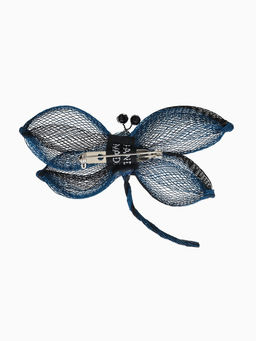Брошь «Стрекоза», плетёная, синий, чёрная