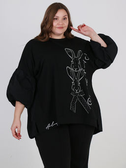 Дизайнерская блузка больших размеров с объемным рукавом