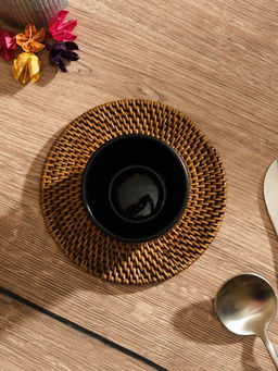 Салфетка сервировочная плетёная круглая, 15×15×0.5 см, ротанг