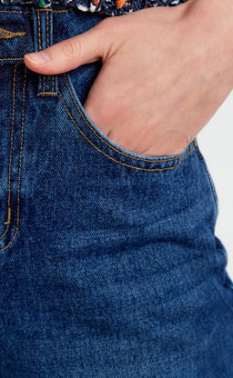 Джинсы женские широкого кроя F022-0152 темно-синие - Fine joyce фото 5