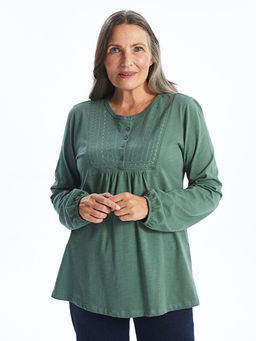 Bisiklet Yaka Nak??l? Kad?n Bluz