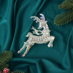 Ёлочная игрушка Зимнее волшебство. Олень резной, 10.512 см, прозрачный перламутр  фото 5