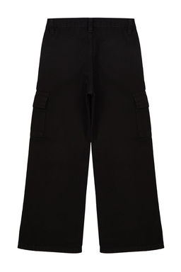 Siyah K?z Cocuk Wide Leg Kargo Cepli Pamuklu Denim Pantolon TKDSS24PL00001 - Trendyolmilla фото 6