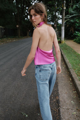 TOP HALTER SATINADO / Rosa / Lila - Zara фото 5