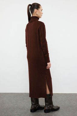 TRENDYOLMILLA Camel Midi Triko Genis Kal?p Yumusak Dokulu Elbise TWOAW24EL00034 фото 53