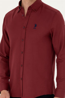 Мужская базовая рубашка бордового цвета с длинным рукавом Неожиданная скидка в корзине - U.s. polo assn фото 6