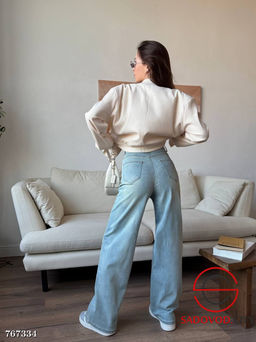 Женские широкие джинсы со стразами - Bruno фото 6