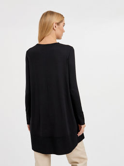 джемпер женский черный удлиненный с добавлением страз - Glenfield фото 6