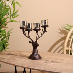 Подсвечник на 4 свечи «Олень», 26×13×30 см, алюминий