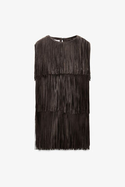 LIMITED EDITION SUEDE LEATHER FRINGED DRESS - Zara фото 5