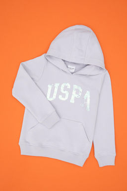 K_z _ocuk Lila Payet __lemeli Kap__onlu Basic Sweatshirt Sepette S_rpriz _ndirim