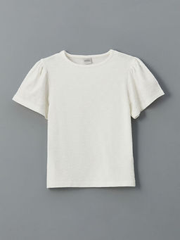 Bisiklet Yaka Dokulu K?z ?ocuk Ti??rt