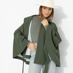 Жакет‑кейп на подкладе, Дикое притяжение (с поясом, хаки) - Charutti фото 6