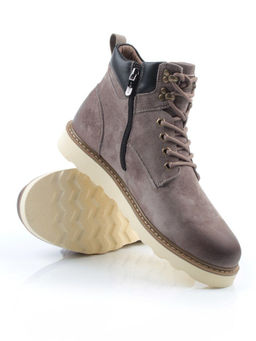 05-H50119M-3 GRAY/BROWN Ботинки зимние мужские (натуральная кожа, натуральный мех)