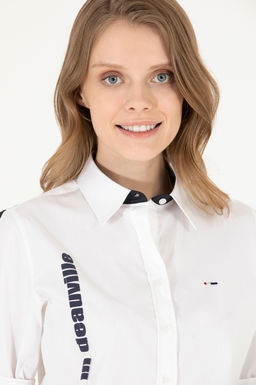 Женская белая рубашка с длинным рукавом - U.s. polo assn фото 3