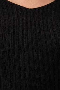 Siyah Crop Basic V Yaka Triko Kazak TWOAW24KZ01214
