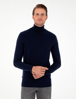 Lacivert Slim Fit Bal_k__ Yaka Basic Triko Kazak - Pierre cardin фото 3