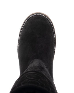 Монголки женские на войлочной подошве., Черные. Замша. Молния. Подклад овчина.