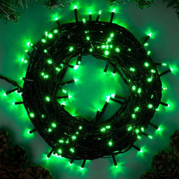 Гирлянда Нить 20 м, IP20, тёмная нить, 200 LED, свечение зелёное, 8 режимов, 220 В