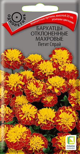 Бархатцы отклоненные махровые (Тагетес отклонённый) Петит спрай ( ЦВ) ("1) 0,4гр.
