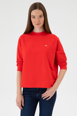 Kad_n K_rm_z_ Basic Sweatshirt Sepette S_rpriz _ndirim