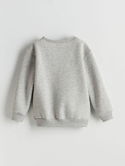 Bisiklet Yaka Yaz? Bask?l? K?z ?ocuk Sweatshirt