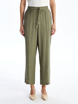 Kad?n Beli Lastikli D?z Pantolon