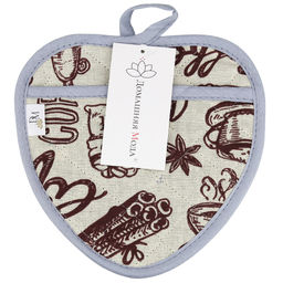 Прихватка с запахом 20х20см Эспрессо, вид 1/1, форма Клубника, рогожка 171г/м2, хлопок 100%, наполнитель - ватин 280г/м2, на пластмассовом подвесе, Домашняя мода (Россия)