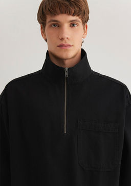 Yar? Fermuarl? Antrasit Denim Sweatshirt - Mavi фото 7