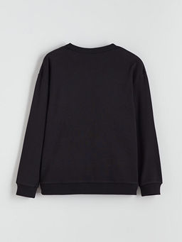 Bisiklet Yaka Slogan Bask?l? Erkek ?ocuk Sweatshirt