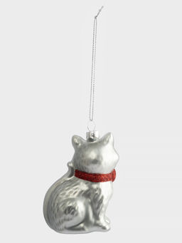 Игрушка елочная, 7х9 см, стекло, серебристая, Кошка, New year - Anna lafarg фото 3