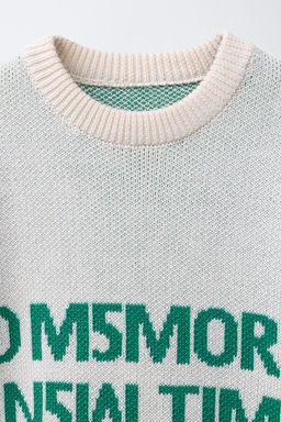 EMBROIDERED SLOGAN KNIT SWEATER
