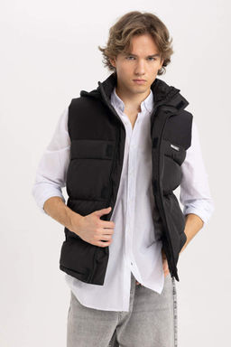 Жилет обычного кроя с капюшоном - Defacto фото 4