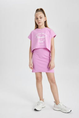 K?z Cocuk Fitilli Kaskorse K?sa Kollu Elbise