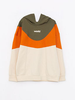 Kap??onlu Renk Bloklu Uzun Kollu Erkek ?ocuk Sweatshirt