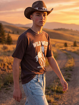 Bisiklet Yaka Bask?l? Erkek ?ocuk Ti??rt