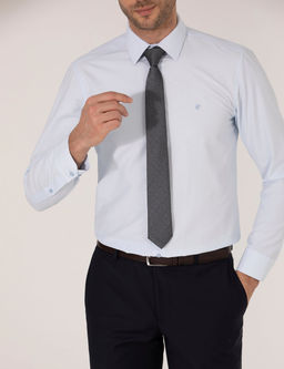 A__k Mavi Slim Fit Uzun Kollu Klasik G_mlek