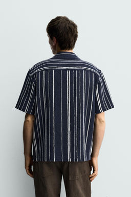 CAMISA REGULAR FIT JACQUARD RAYAS / Marino - Zara фото 3
