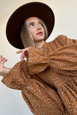 Платье женское PUFF059/03/Коричневый, бежевый - Rise фото 2