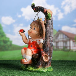 Садовая фигура из полистоуна Девочка на качелях, 48 см - Хорошие сувениры фото 3