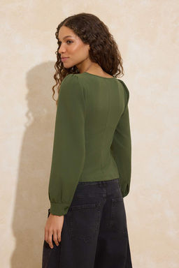 Haki Buzgu Detayl? Dokuma Bluz TWOAW23BZ00633 B