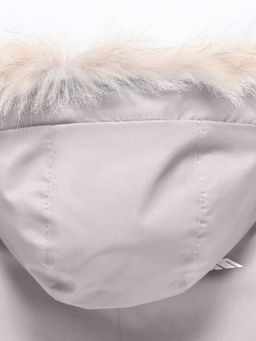 Парка зимняя подростковая для девочки с капюшоном и мехом бежевого цвета 9536B - Valianly фото 12